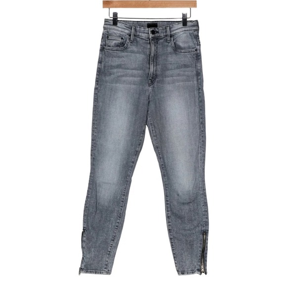 Mothers Gray High Rise Ankle Skinny Jeans Women's Zip Hem Denim Pants - Picture 1 of 2